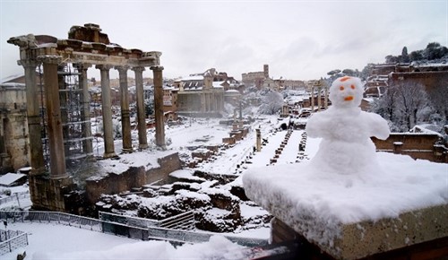 Forum Romanum z pohledu sněhuláka