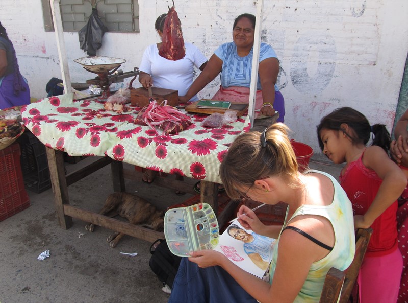 Na  trhu v San Blas maluluju Alícii